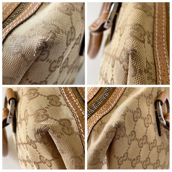 ❤️SOLD❤️Gucci beige monogram canvas orange leather trim satchel bag - Picture 5 of 12